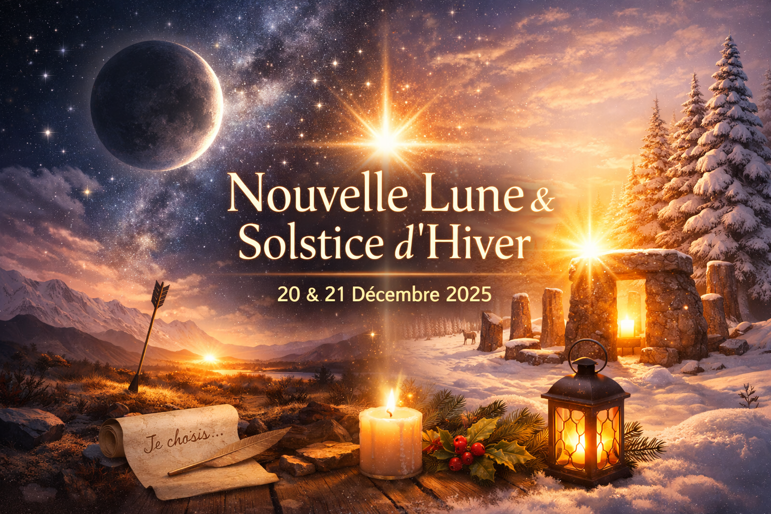 Nouvelle Lune du 20 décembre 2025 et Solstice d’hiver du 21 décembre 2025