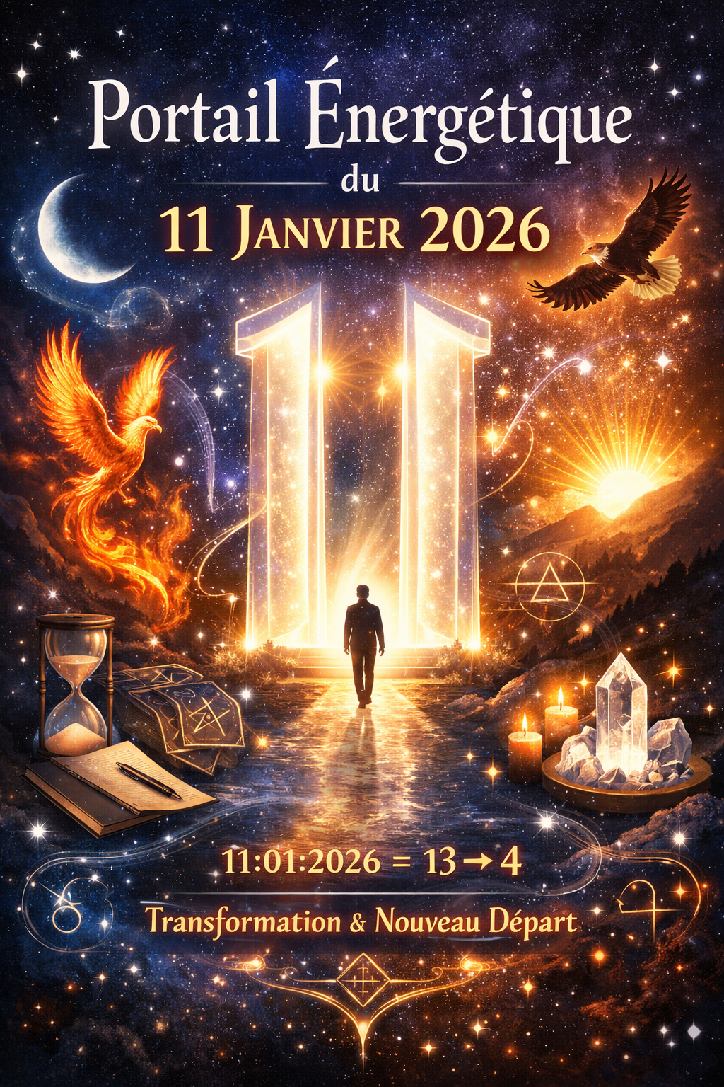 Portail énergétique du 11 janvier 2026 : signification, énergies, rituel & flammes jumelles